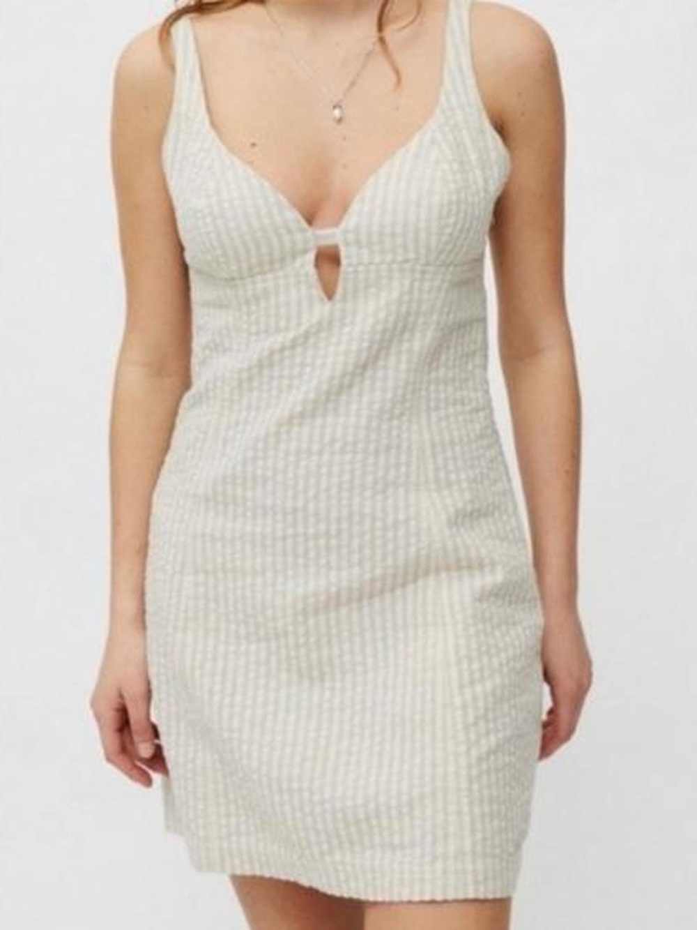 Urban Outfitters Cream & White Striped Mini Slip Dress